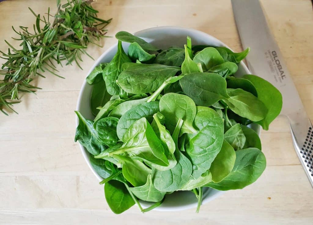 Spinach leaves in a bowl